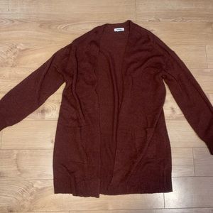 Red cardigan